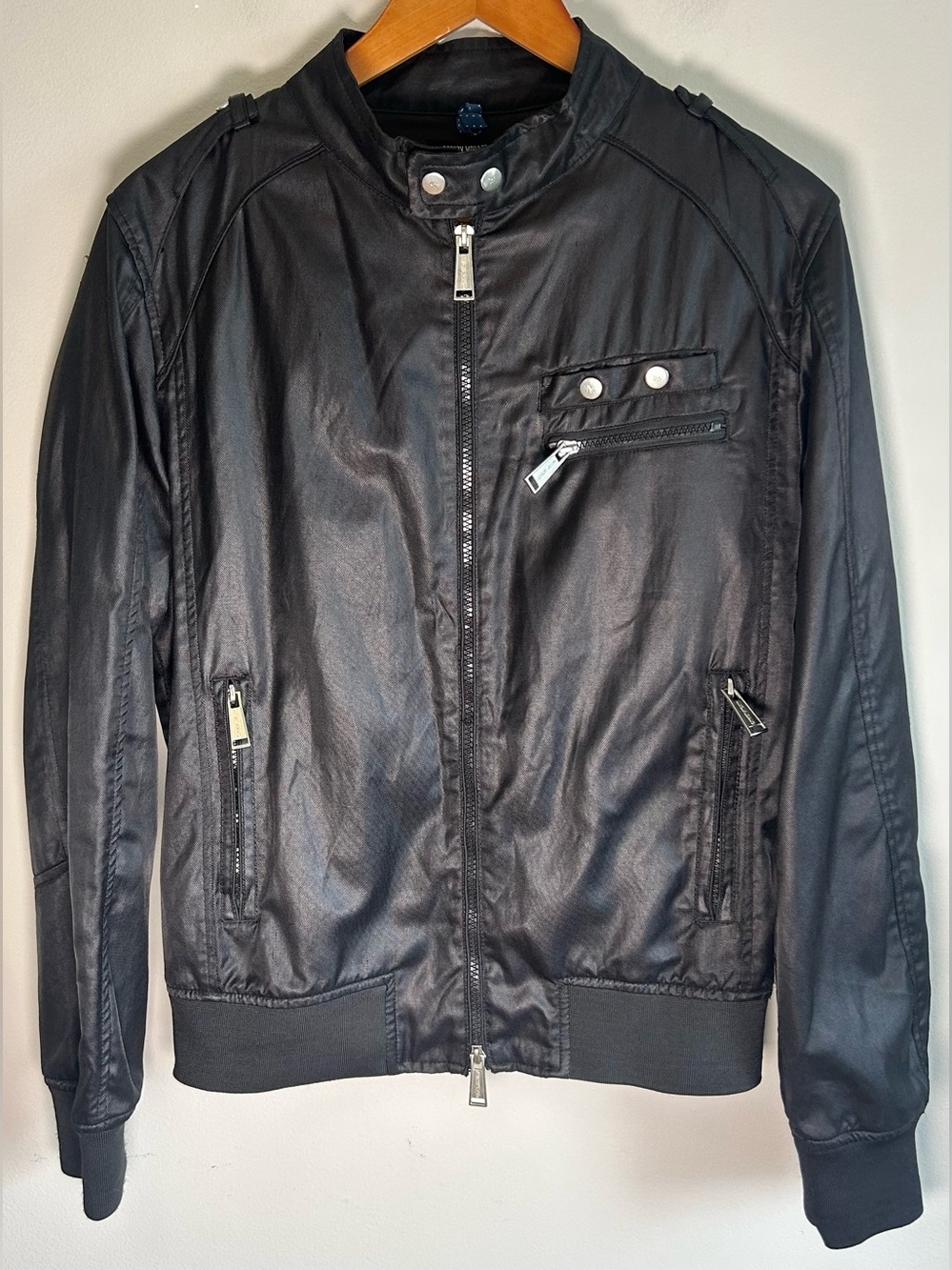 Antony Morato Men’s Bomber Biker Jacket Size M/48 Black Zip Up Italia Moto